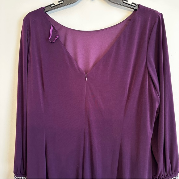 Jessica Howard Deep Purple Dress with Embellished Cuffs - Picture 7 of 9